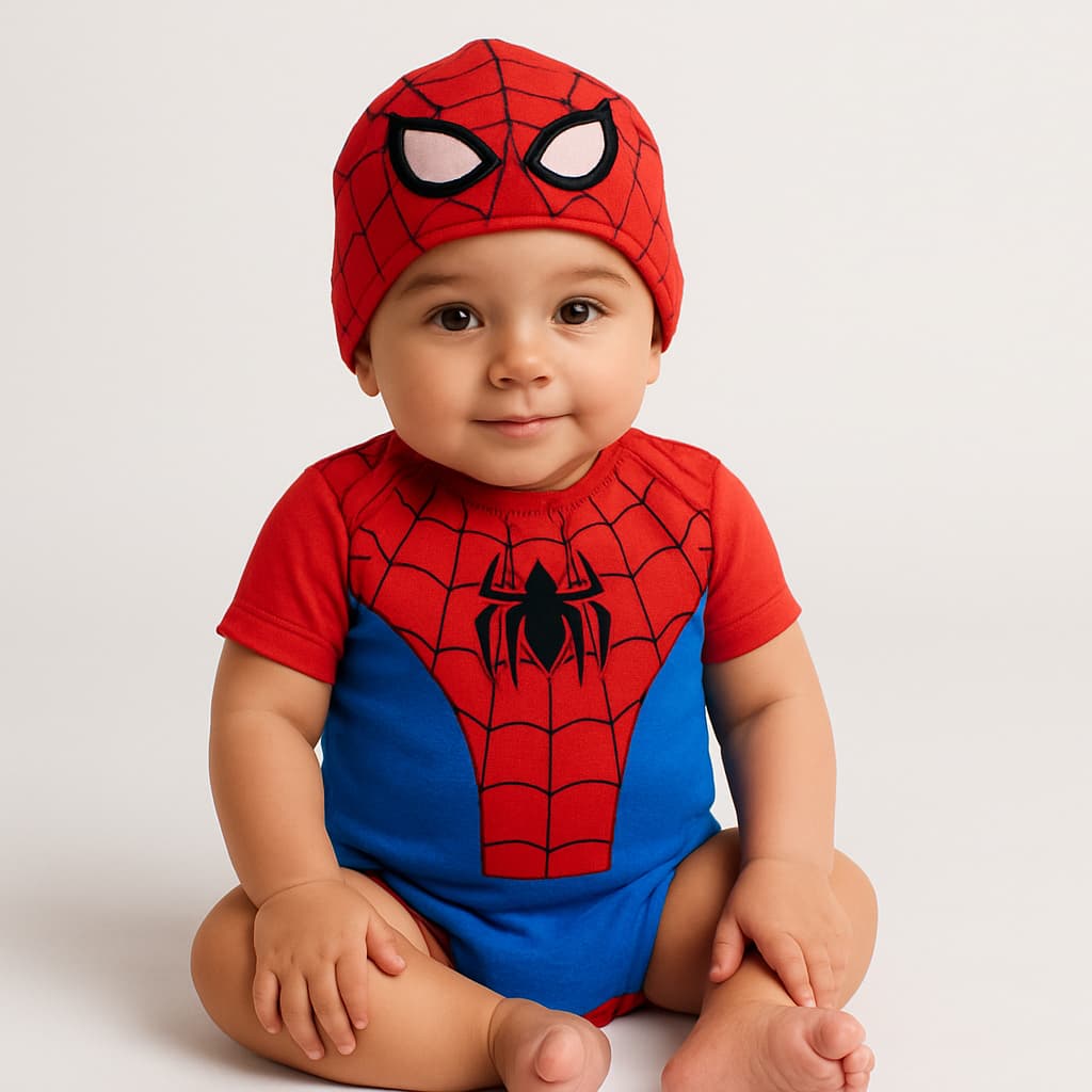 Body Bebê Infantil Mêsversário Temático Homem Aranha Super Confortável Linha Premium