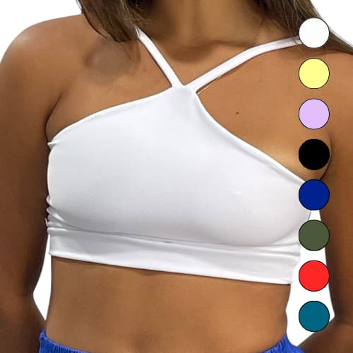 Top Cropped Feminino Cruzado Frente Única Costa Nua Academia Treino Suplex Premium Tecido Duplo