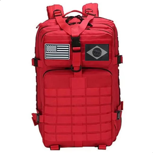 Mochila Militar 50 Litros Bombeiro Civil Oxford 1000D Impermeável Tática Assalt Reforçada +1BANDEIRA