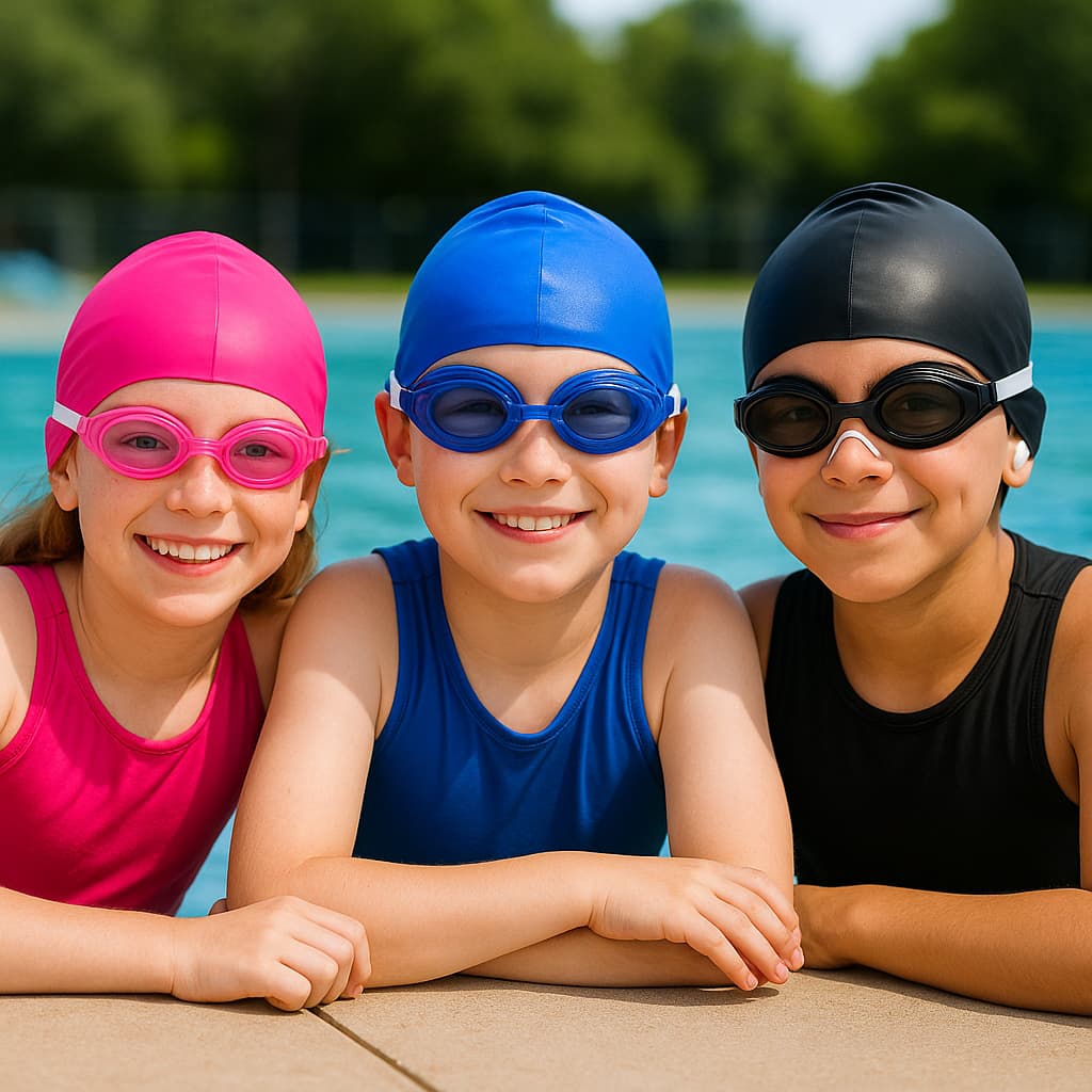 Kit Natação 4 Peças Infantil e Juvenil Óculos Ajustável + Touca Silicone + Protetor Ouvido E Nariz