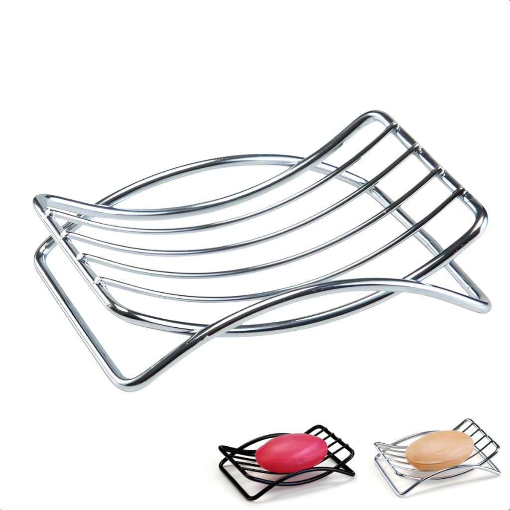 Saboneteira Aramada Aço Inox Preto Banheiro Porta Sabonete Design Moderno Escoamento Bancada