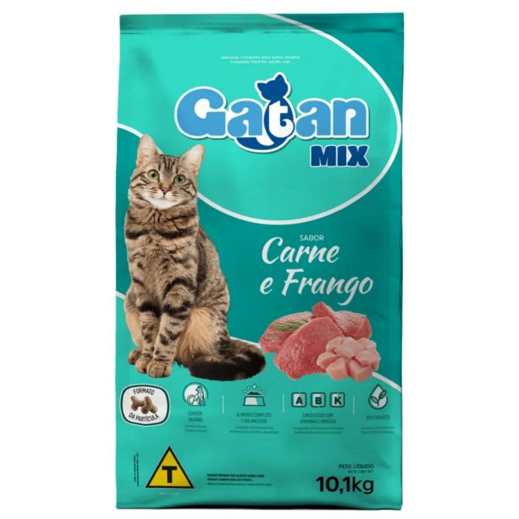 Ração Alimento Barata Gatan Mix Para Gatos Sabor Carne E Frango 10,1kg- GATO ADULTO SEM CORANTES.