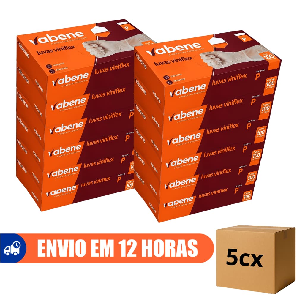 Luva Descartável Transparente Sem Pó Vinil Viniflex 500un Vabene