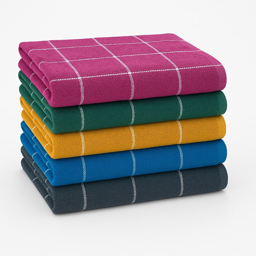 Kit 05 Toalhas de Cozinha Copa Vintage Chef Xadrez Listrada Laune Haus