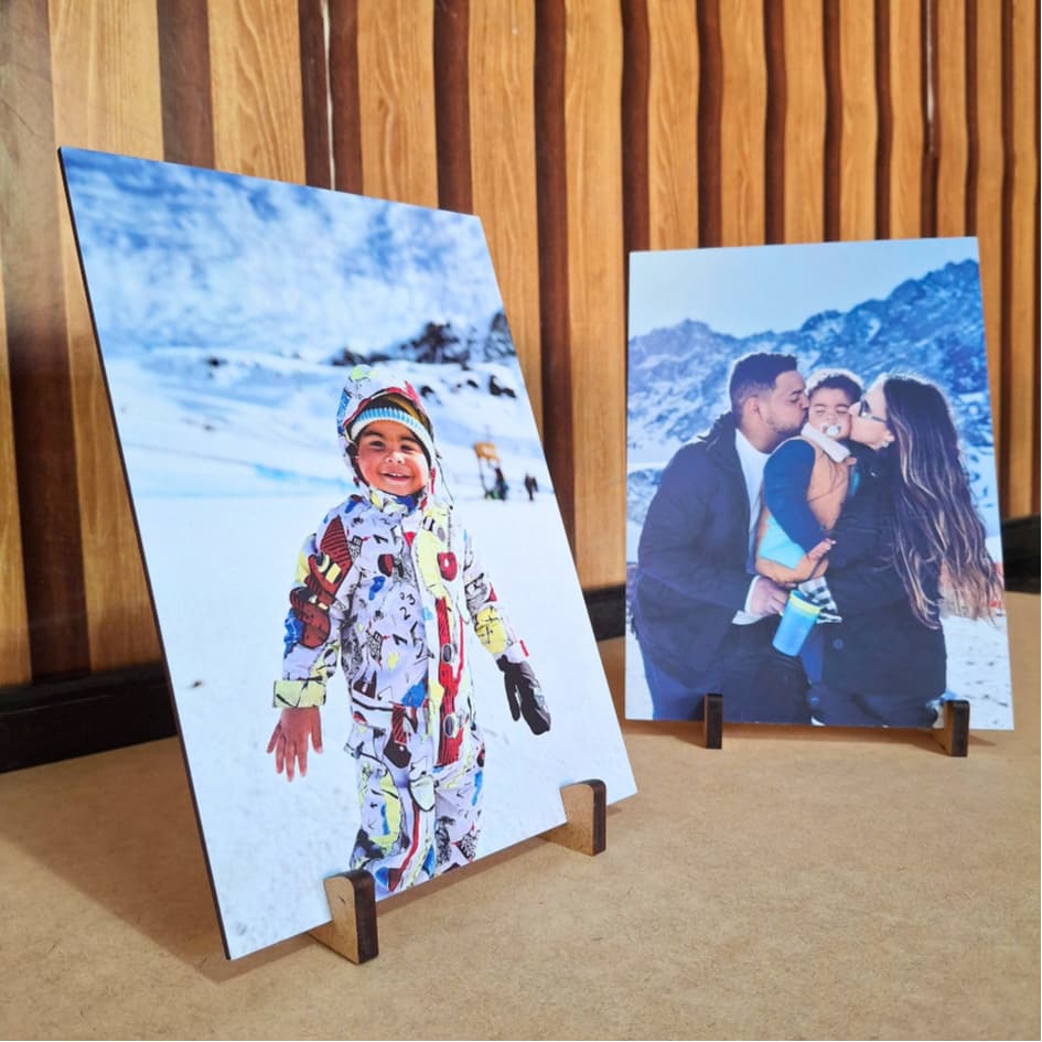 Quadros de Mesa de MDF Personalizado Tamanho 15x21 cm - COM SUPORTE Com Sua Foto - Foto Casal, Pet, Família