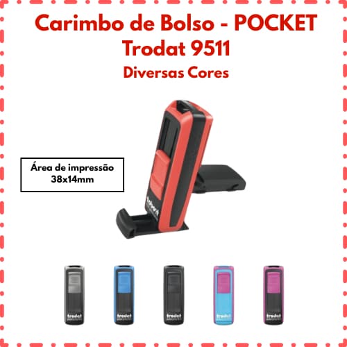 Carimbo de Bolso TRODAT – 38x14mm – Várias Cores - Pocket - Personalizado