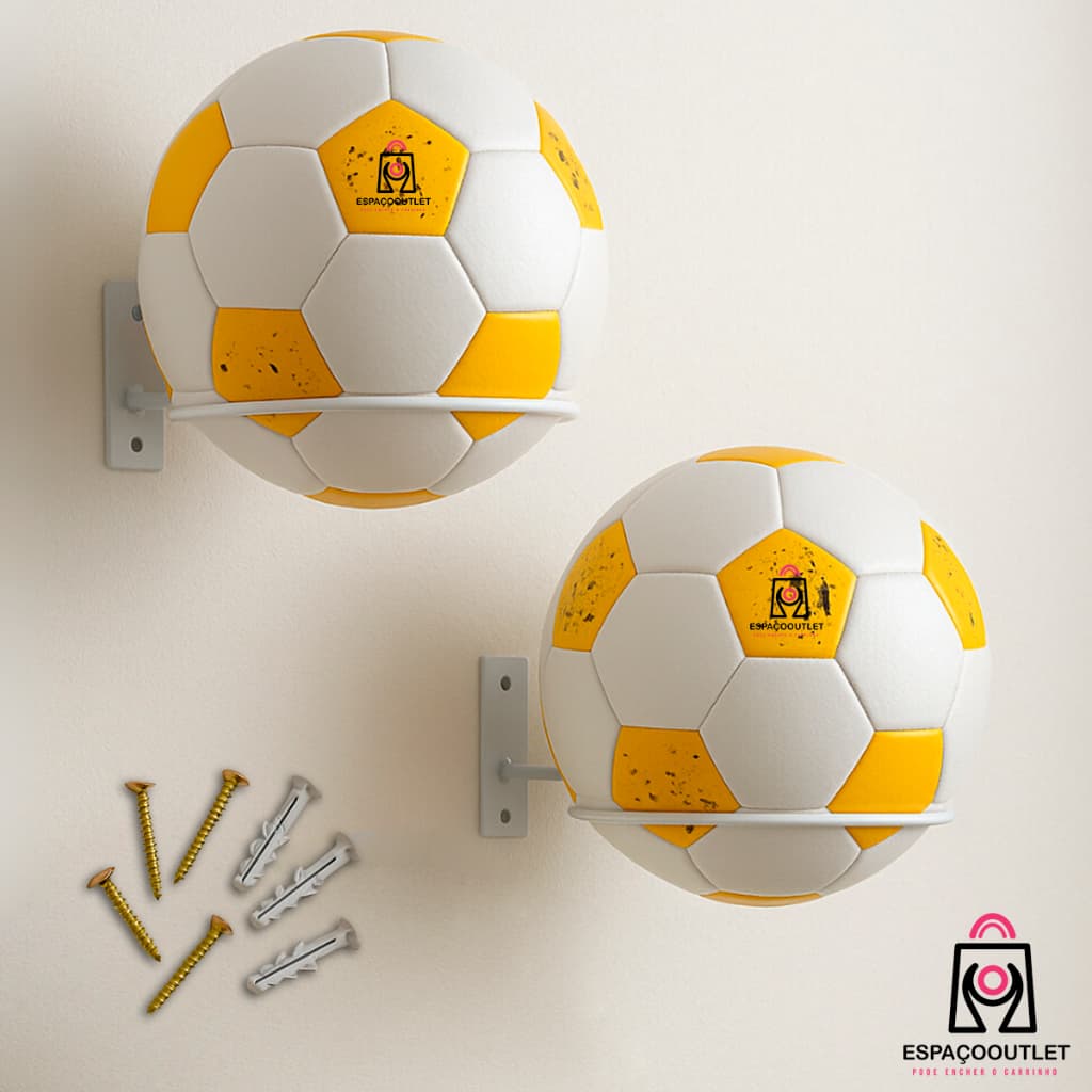 Kit 02 Suporte Bola Futebol Basquete Vôlei + Parafusos e Buchas Aço Reforçado 14x14cm