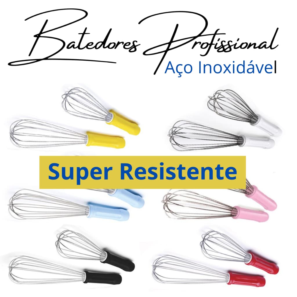 Batedor Fouet Inox Profissional Inoxidável Solrac Cozinha e Confeitaria Super Resistente