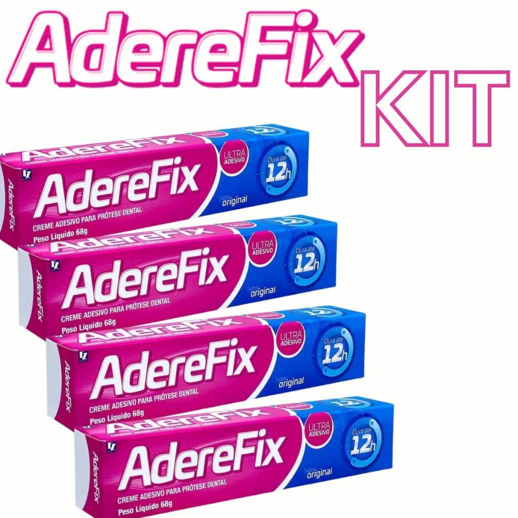 KIT 4X unidades Creme Adesivo AdereFix Prótese Dental Original 68g (4 Unidades) – Ultra Fixação por até 12h