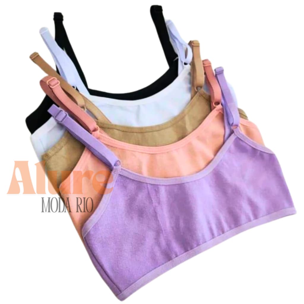 Kit Tops Infantil Juvenil Algodão Alça Regulável 8 a 12 anos Cotton Liso