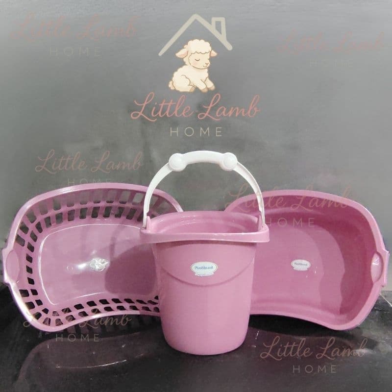 Kit Doméstico 3 Peças Bacia 17L Balde 11L Cesto Telado Organização Casa Lavanderia