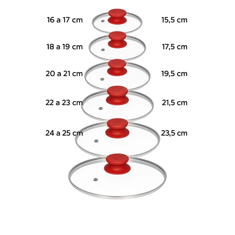 TAMPA DE VIDRO TEMPERADO AVULSA Nª 10 12 14 16 18 20 22 24 26 28 30 32CM -PARA JOGO DE PANELA E FRIGIDEIRA- POMEL