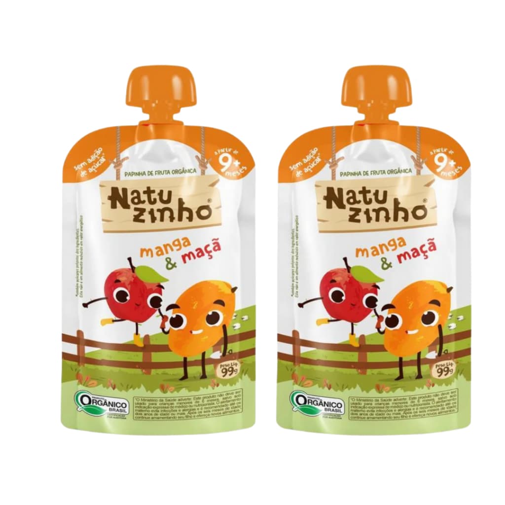 Kit 2 Papinha Orgânica 99g Squeeze Manga E Maçã Natuzinho
