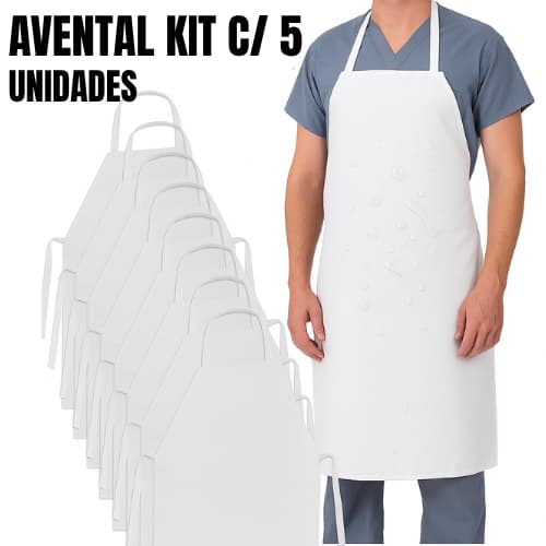 Kit 5 Avental Impermeável De PVC Uso Profissional Cozinha Açougueiro Churrasqueiro Peixaria