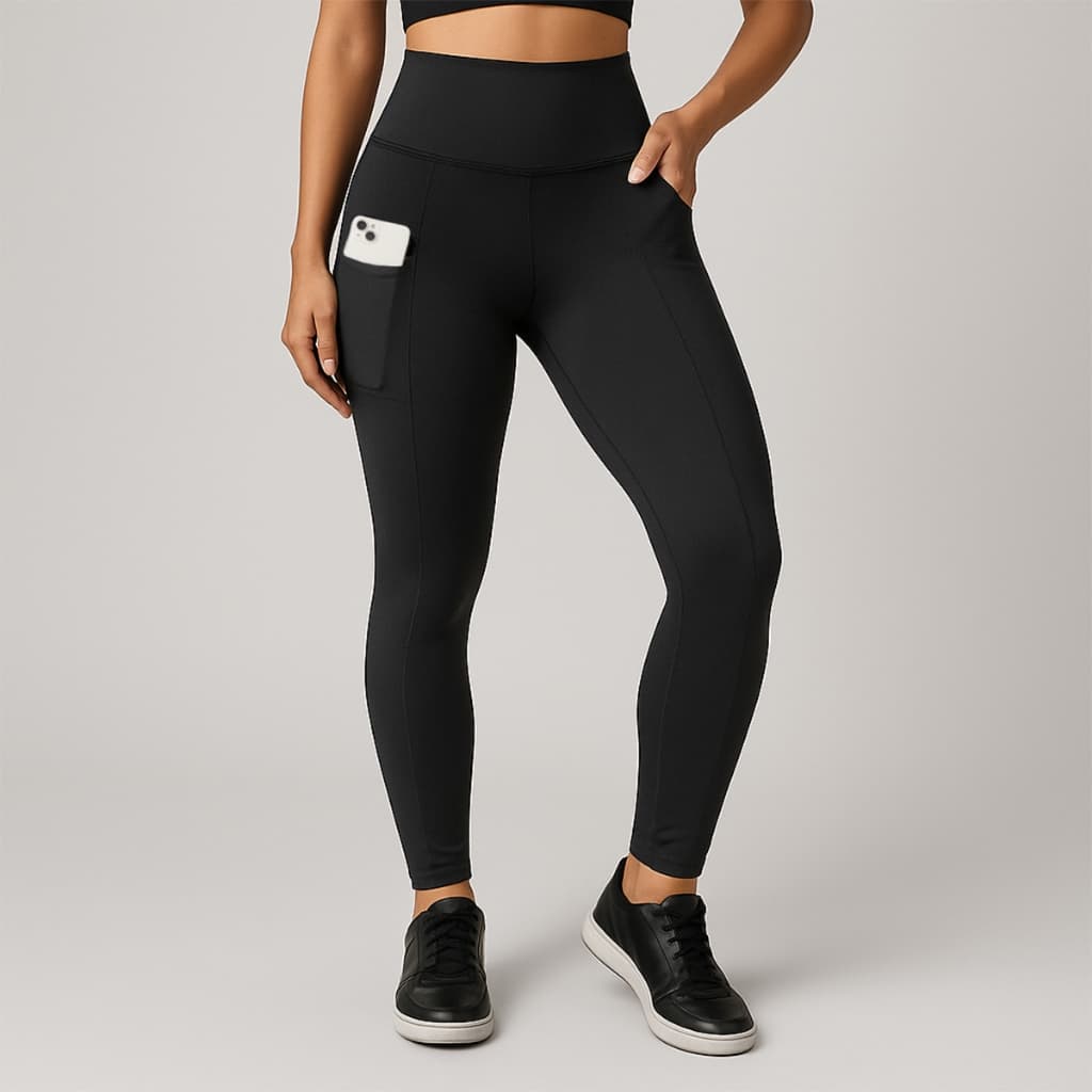 Calça Legging Fitness Feminina Grossa Cintura Alta Com Bolso Zero Transparência