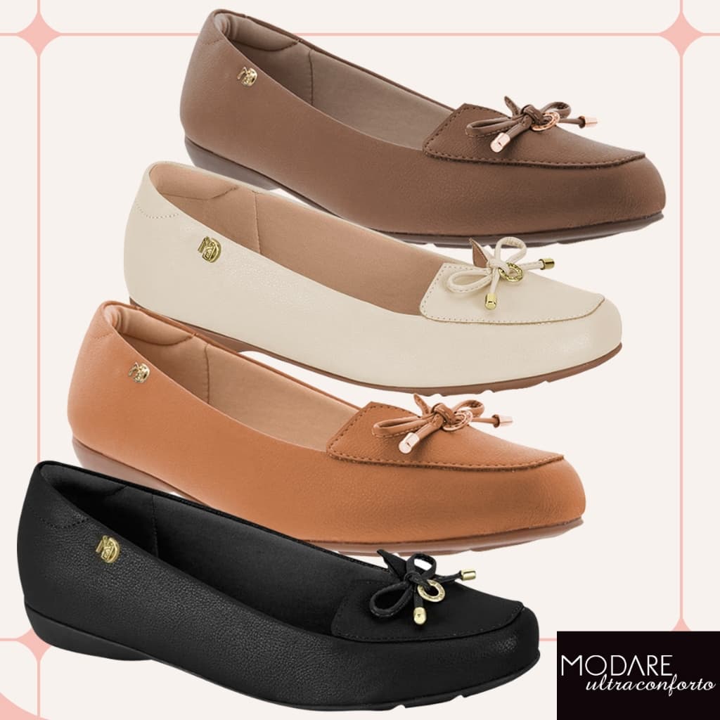 Sapatilha Modare Ortopédica Feminina Ultraconforto Mocassim Confortável Fascite Plantar Esporão Palmilha Macia Soft