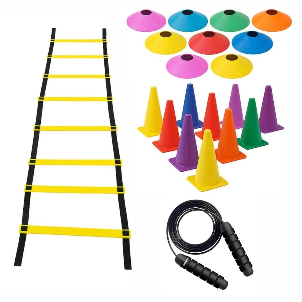 Kit Funcional 1 Escada Agilidade 10 Cones 10 Pratos 1 Corda