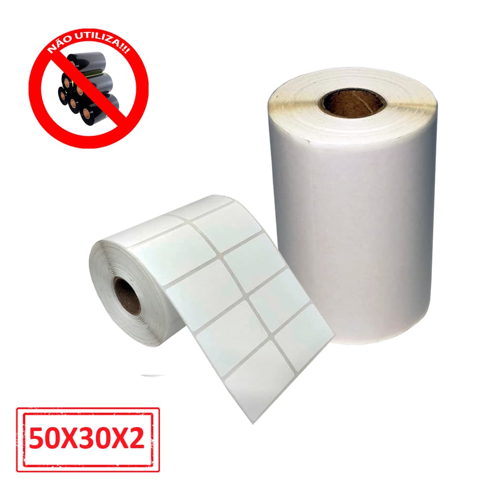 Etiqueta 50x30x2 Térmica - 1 Rolo (1.000 Etiquetas)