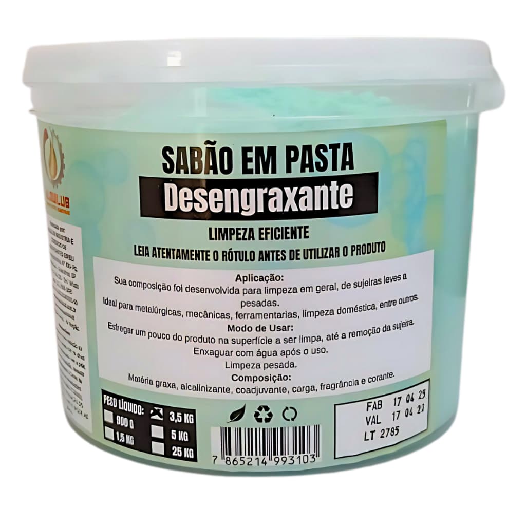SABÃO PASTA DESENGRAXANTE PARA MÃOS MECANICO METALURGICAS LIMPEZA GEL TIRA GRAXA OLEO 3,5 KG