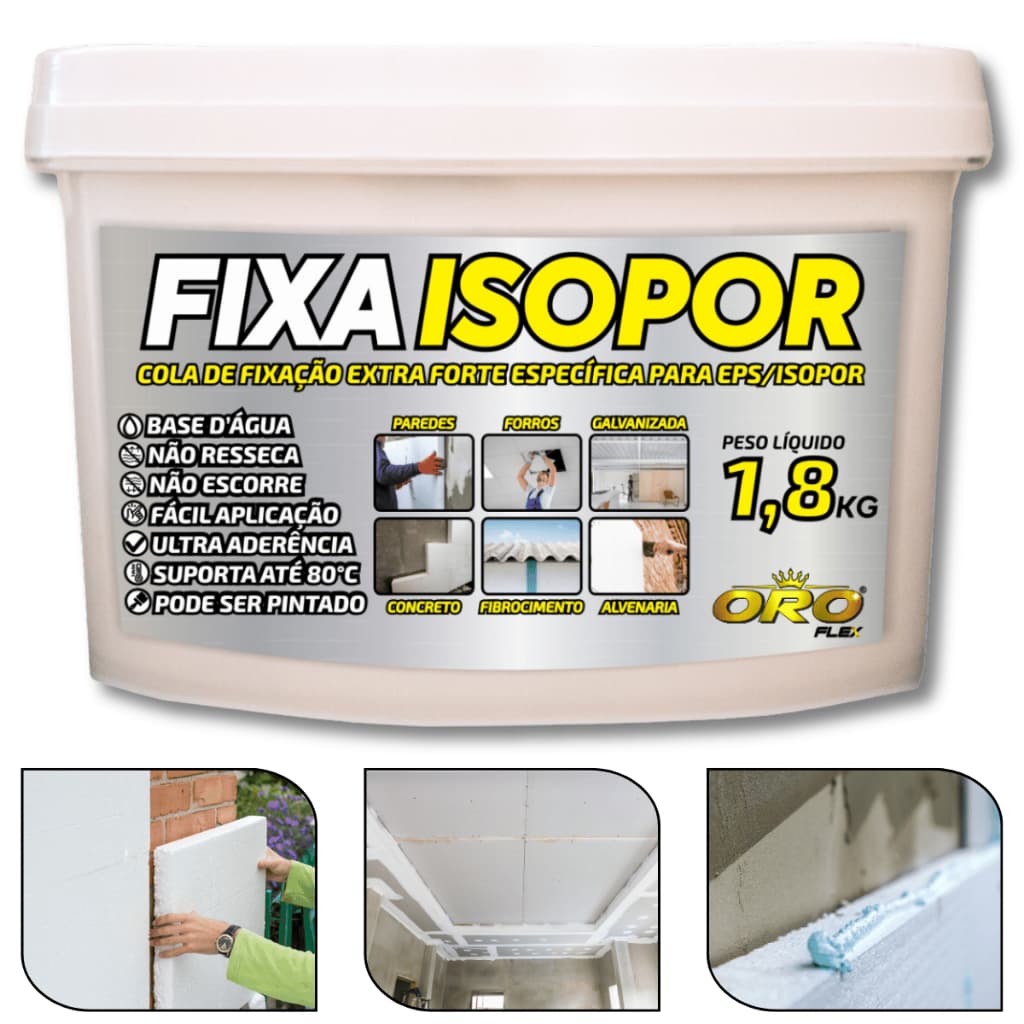 Massa colante de ISOPOR super forte resistente a alta temperatura não derrete o Isopor 1,8KG OROFLEX