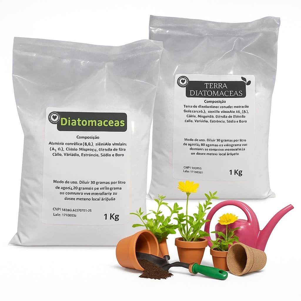 Terra Diatomácea Diatomita 2kg | Suculentas Cactos Rosa-do-Deserto Vaso Jardim Horta Flores Folhas Delicadas Substrato