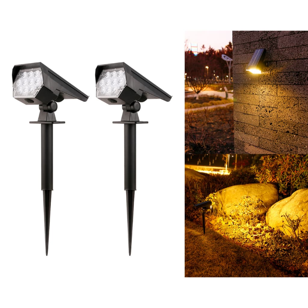 Kit 2 Mini Luminária Espeto Solar Jardim Luz 10led Ip44