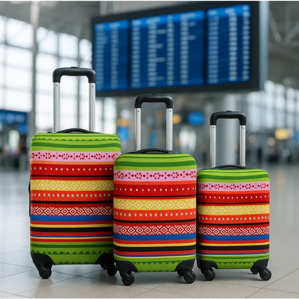 Capa Protetiva Para Mala de Viagem Despacho de Bagagens Tecido Suplex Lavável Estampa Tropical Fecho de Engate