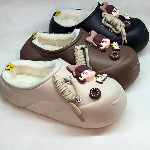 Chinelos De Inverno SOSFER Algodão Fundo Grosso Sapatos Casuais Impermeáveis Antiderrapante - PF3