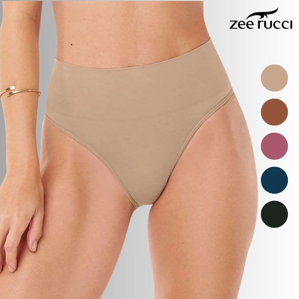 Kit Calcinha Tanga Cós Alto Pós Parto Sem Costura Zee Rucci | Cós Largo Modelador | Confortável e Discreta