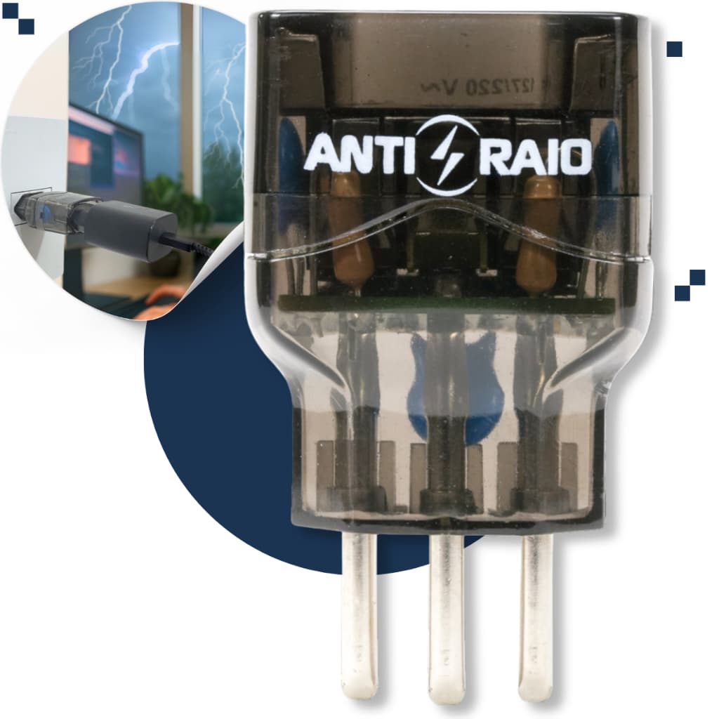 Protetor Eletrico Dps Anti Raio Surtos Embrastec 10a Bivolt Tomada Energia 110v 220v Classe III