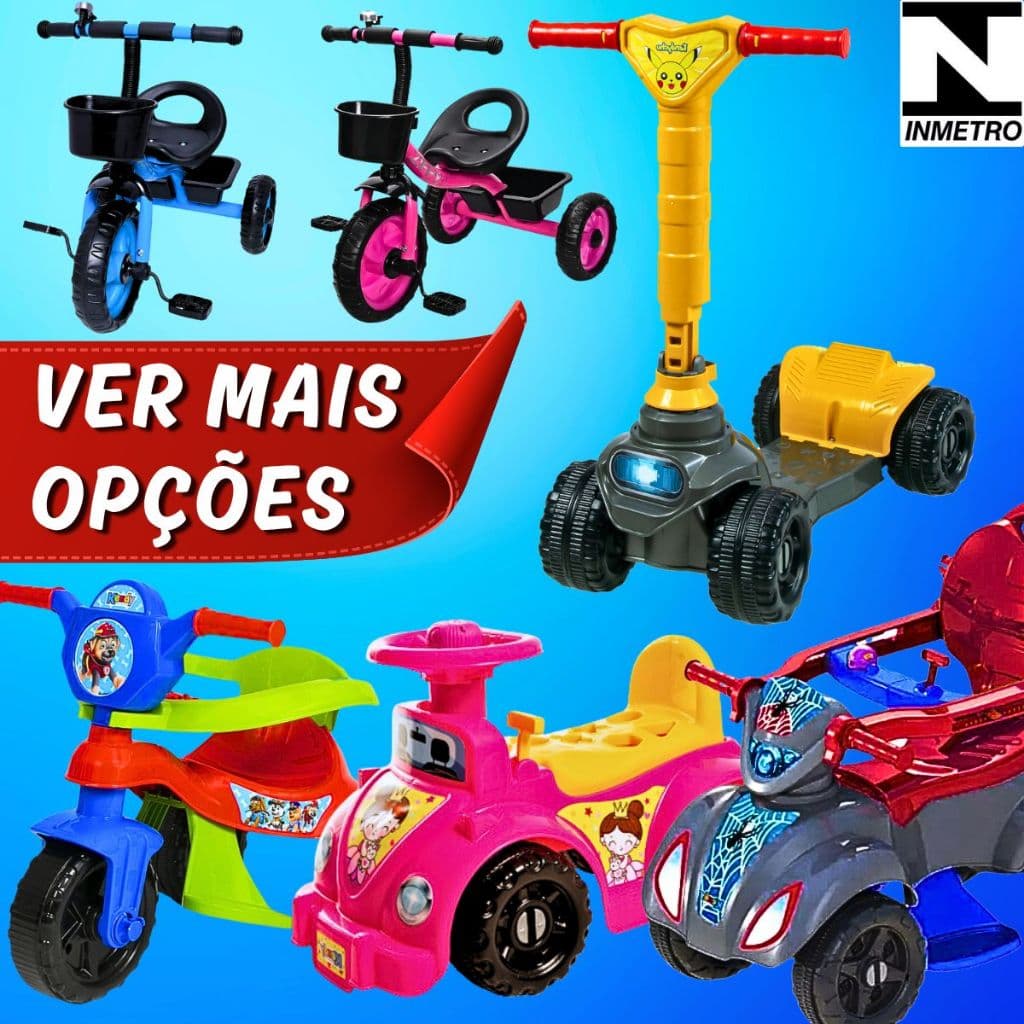 Triciclo Carrinho passeio Andador para Bebê Diversos Modelos Confortáveis Seguro com Cestinha Buzina