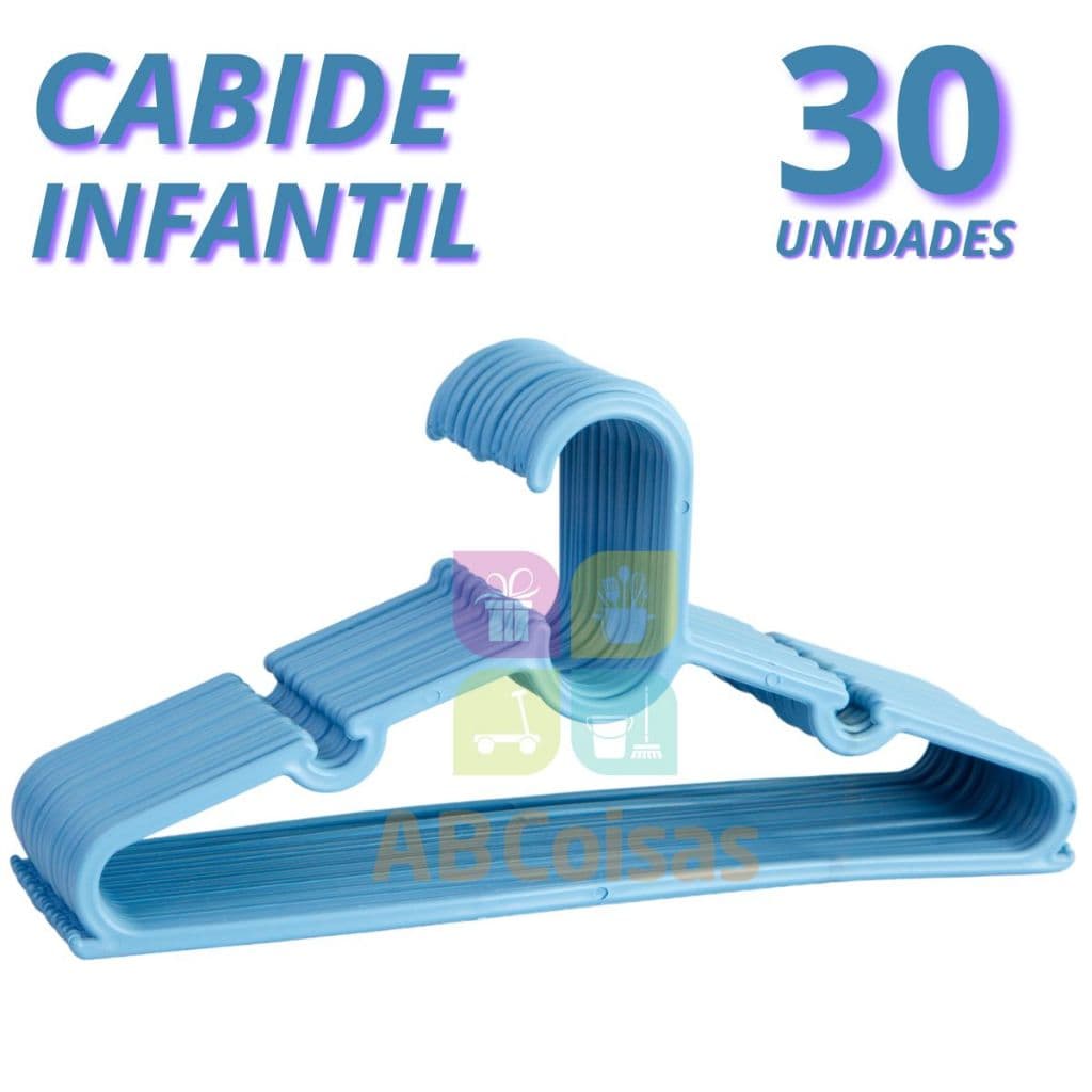 Kit 30 Cabide Infantil Bebe Azul Baby Plástico Reforçado