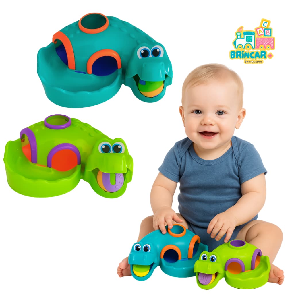 Brinquedos Educativos Croco Ball Bolinha Colorido para Bebês