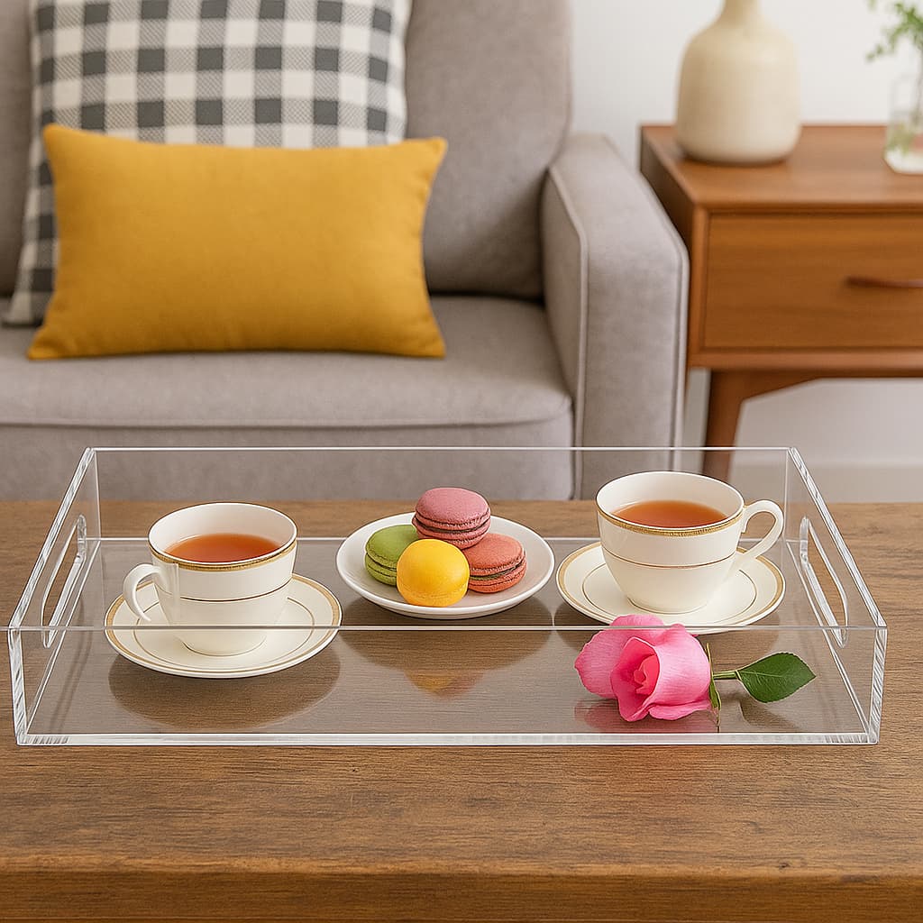 Bandeja Organizadora em Acrílico Cristal, Natal, Decoração para Penteadeira, Porta Perfumes, Banheiro ou Sala