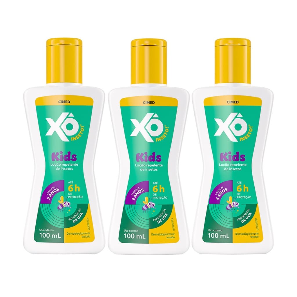 Xô Inseto Kids Loção 100ml - Kit c/ 3 unid