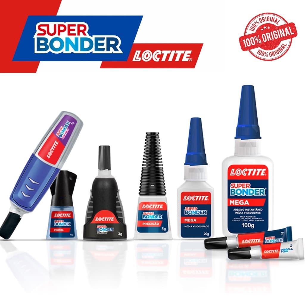 Cola Super Bonder Loctite Original Gel 2g, 3g, 5g, 20g Instantânea Extra Forte para Metal Borracha