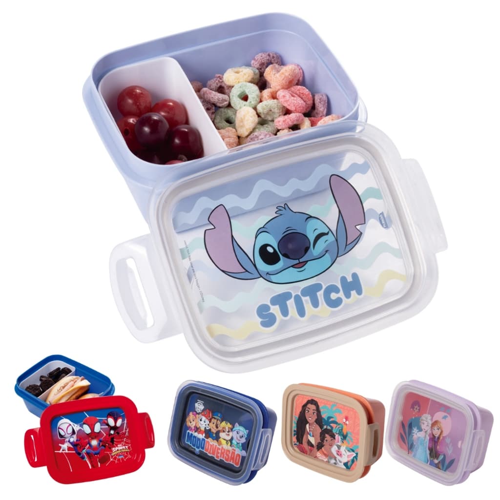 Marmita Hermética com Divisória Lancheira Plasútil Pote para Lanche Infantil