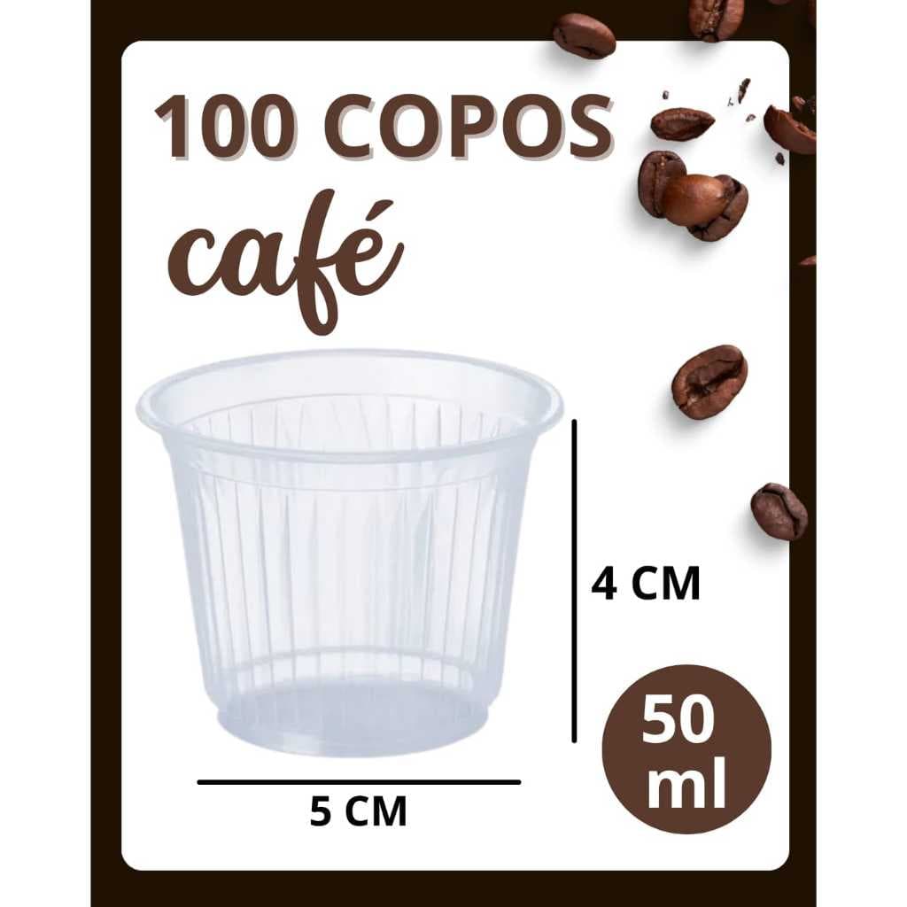 Copo Descartável 50ml 100 Copos Plástico Café Chá