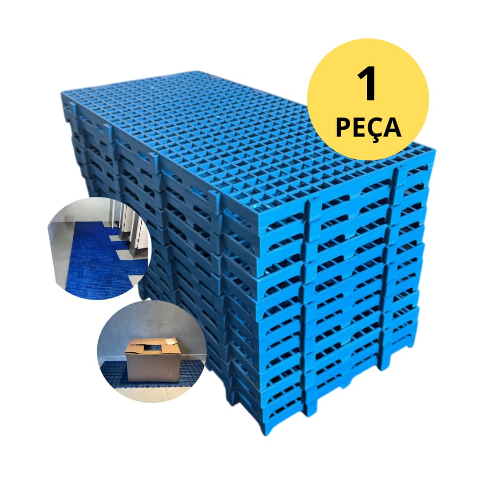 Palete Estrado Piso Plástico Modular Montável Azul Vermelho Branco Cinza Preto Deck 2,5x25x50