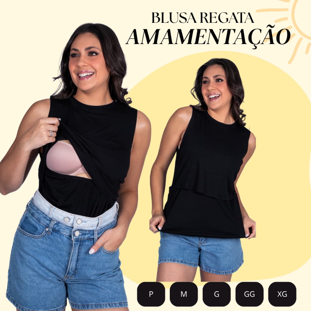 Blusa Amamentação Regata Verão Premium Gestante Com Abertura Confortável Prática