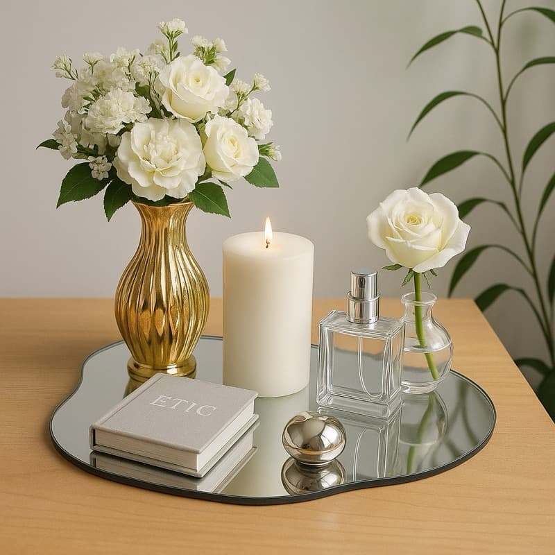 Bandeja Espelhada | Orgânica de mesa | com pè | 30x20 | + sob medida