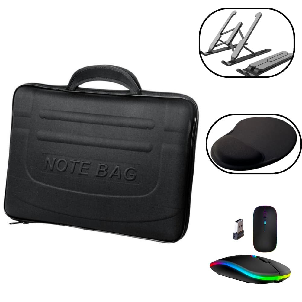 Kit Case Capa Para Notebook + Mouse Sem Fio +Suporte para notbook+ Pad