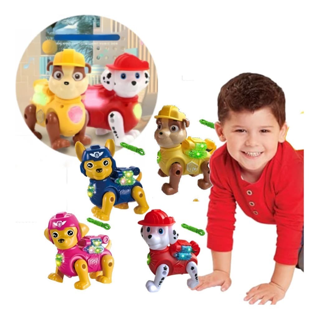 Cachorro Estilo Patrulha Canina Cachorrinho Robô Com Som Luz e Movimento A Pilha