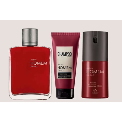 Kit Homem Sagaz (Perfume + Desodorante Spray + Shampoo Hair & Body)