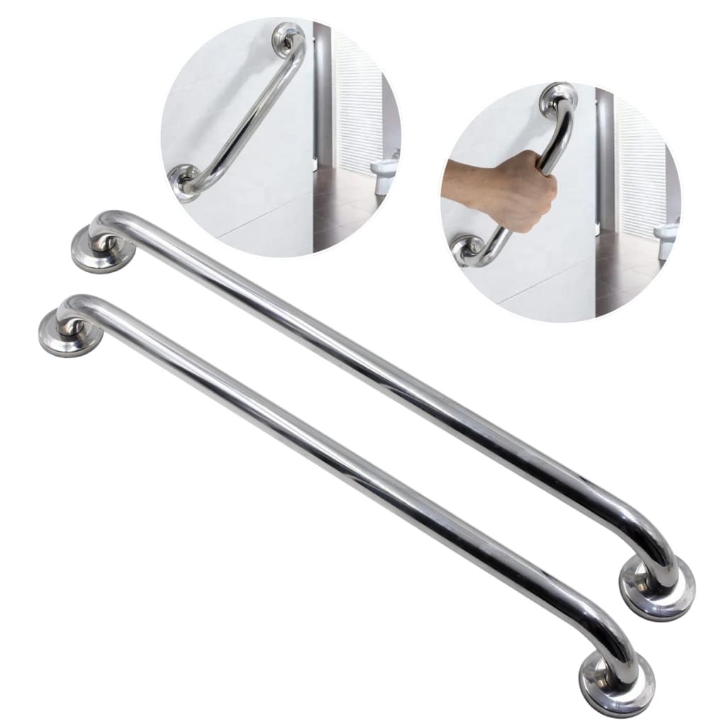 Kit 2 Alça Barra De Apoio Suporte Para Parede Inox 60cm Banheiro Corrimão Aço Acessibilidade Idoso Alça Banho Segurança