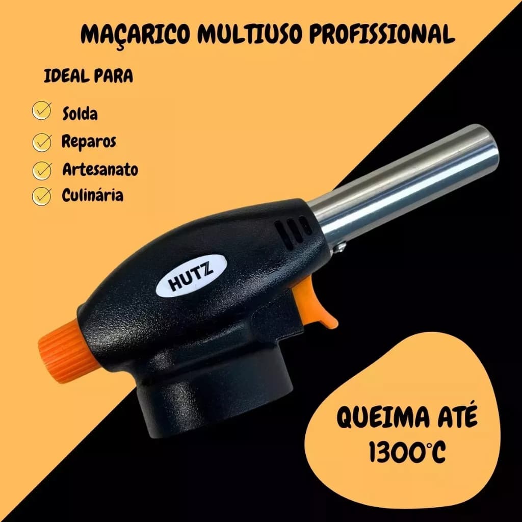 Maçarico Culinário Para Cozinha e Confeitaria aço inox 1300 graus