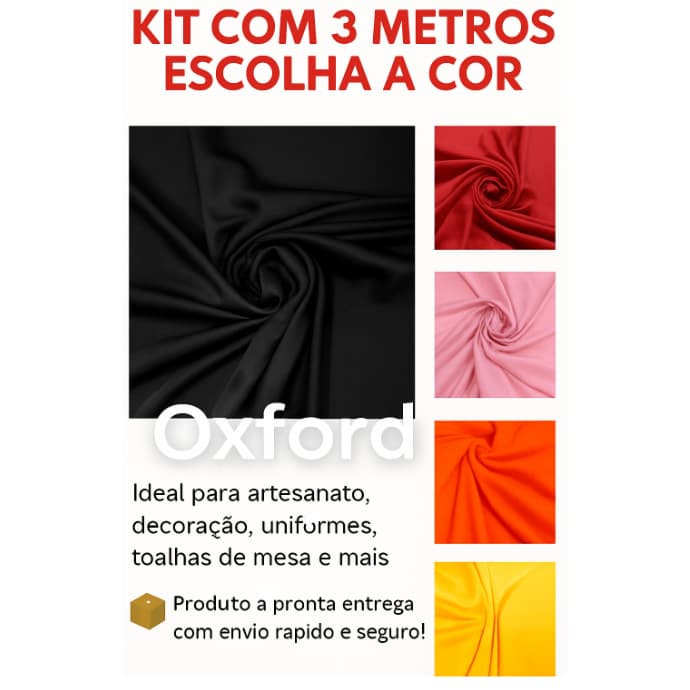 Tecido Oxford – Kit com 1, 3 ou 5 Metros - Escolha a cor