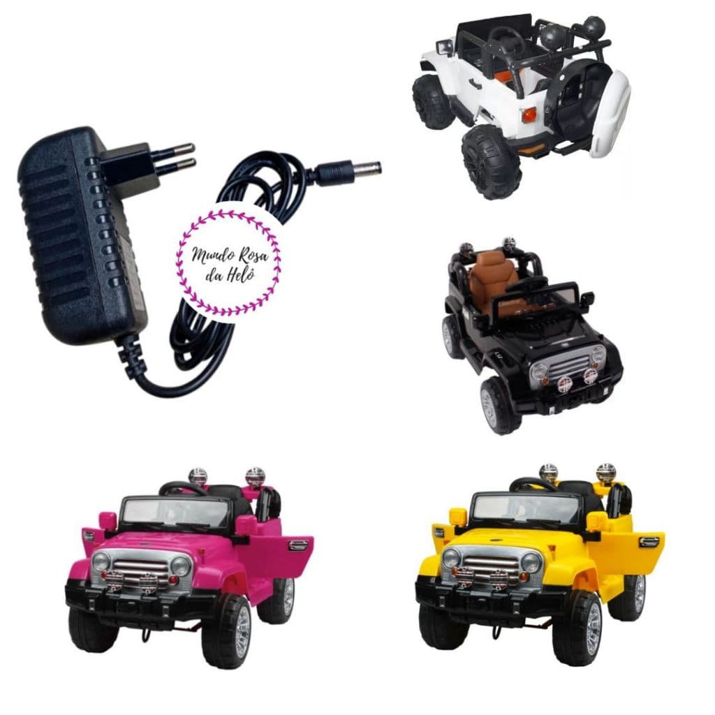 Carregador 12V P/ Mini Carro Elétrico Infantil Compatível com Jipes Trilha Elétrico Plug P4, P8 Bivolt