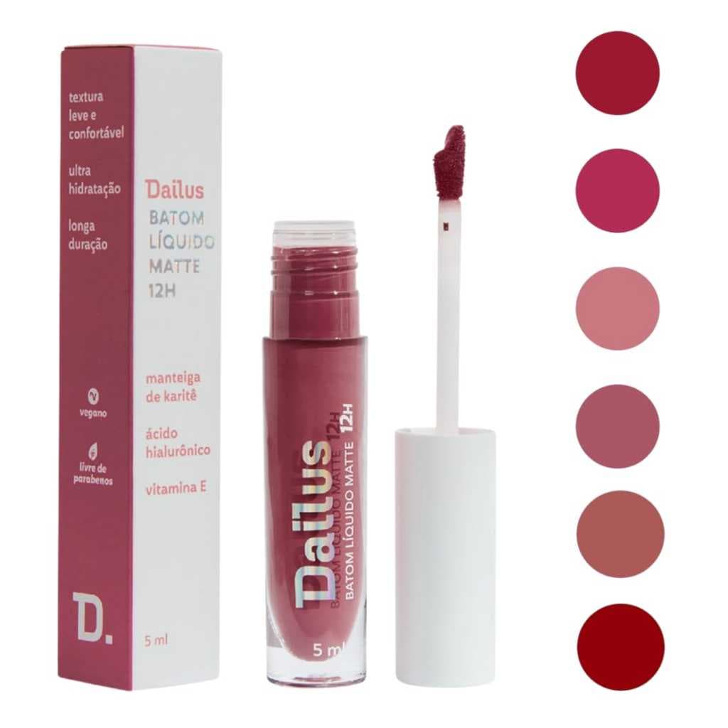 Batom Dailus Líquido Matte 12h Ultra-hidratante Alta Pigmentação Longa Duração