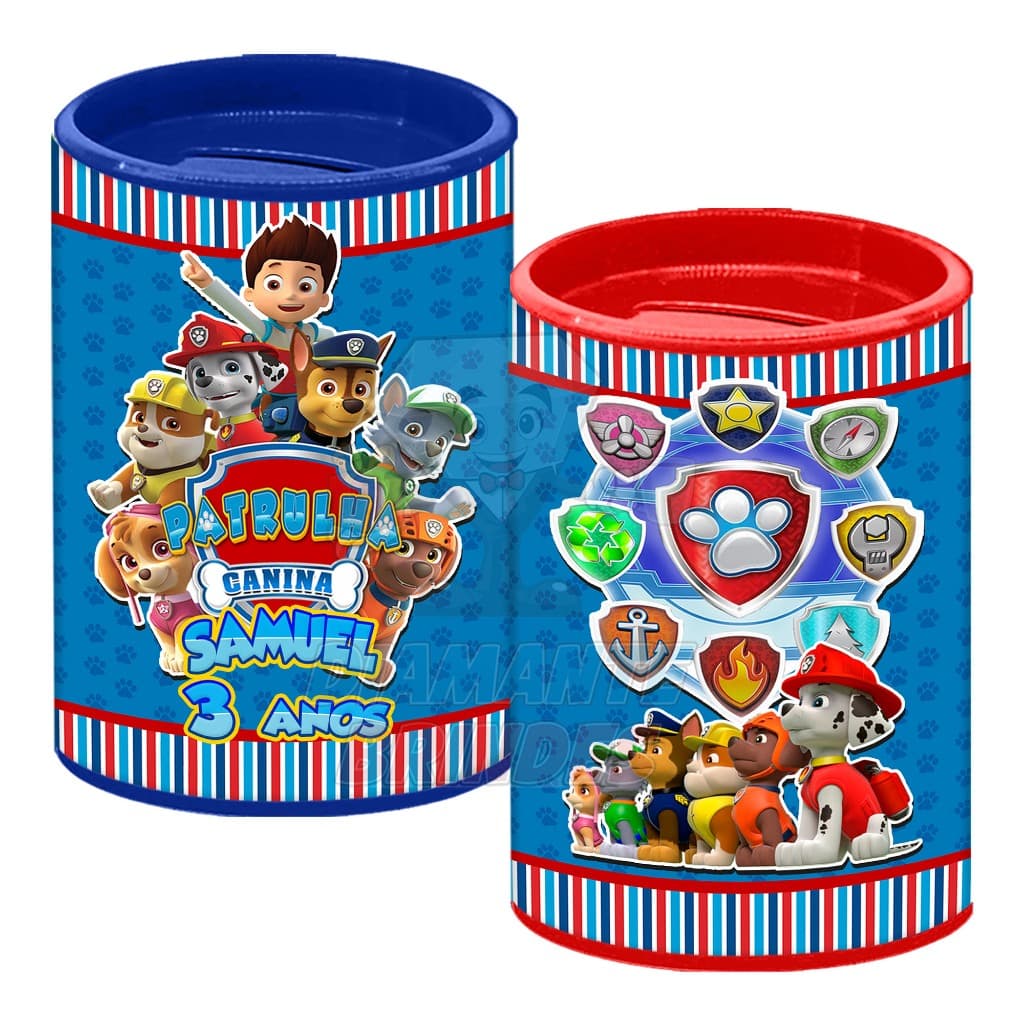 Cofrinho Personalizado Patrulha Canina Lembrancinha Cofre Festa Aniversário Infantil Chase Skye